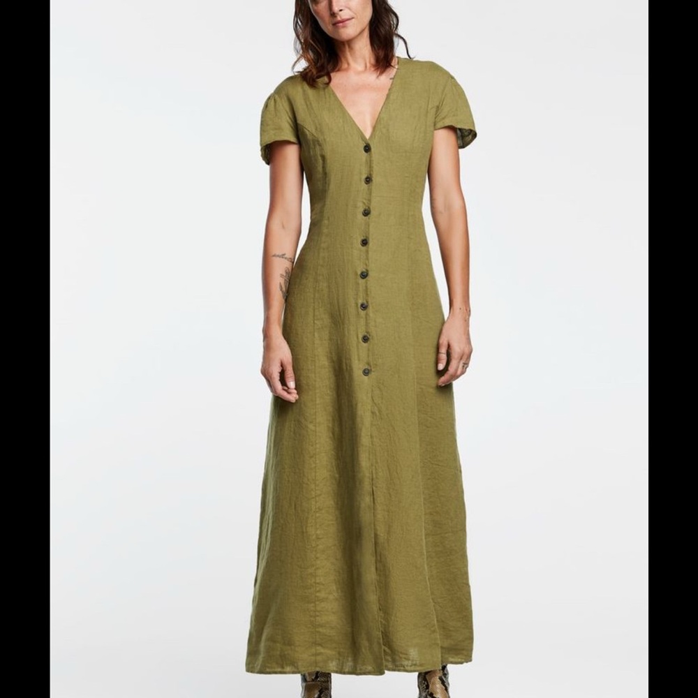 Zara Khaki Buttoned Maxi Dress